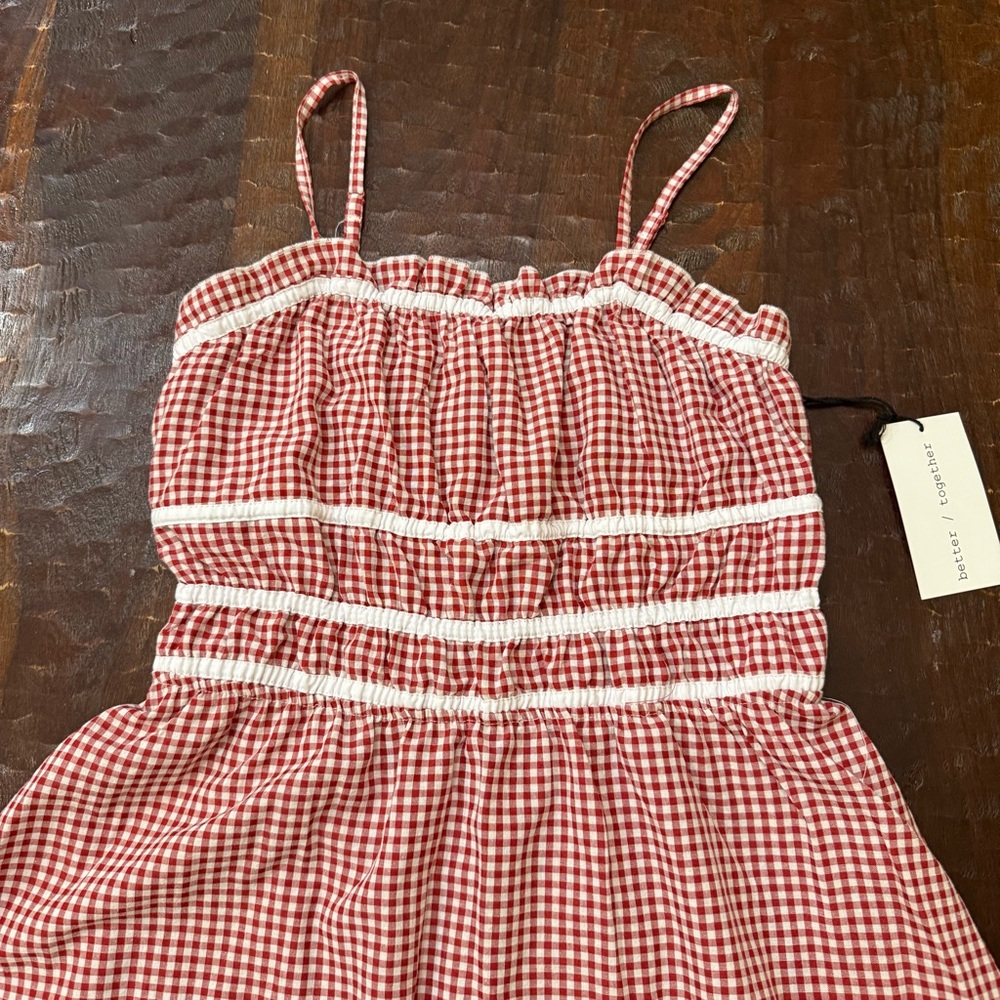 Better Together Red Gingham Dress with White Accents - Picture 3 of 11